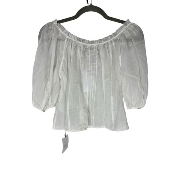 Helsa Voile Peasant Blouse Sheer Lace Puff Sleeve Boho Cottagecore Ivory Size XS - Picture 8 of 9